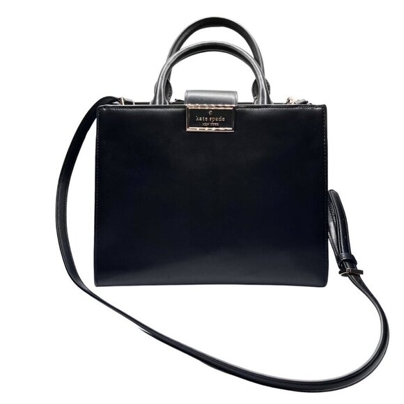 NWT KATE SPADE REEGAN SMOOTH LEATHER SATCHEL BAG IN BLACK - 0S - Picture 2 of 13